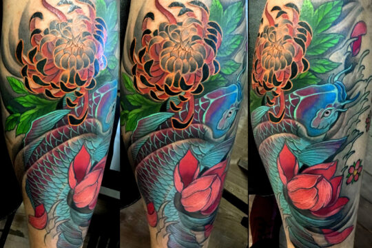 Tatouage japonais de carpe koi