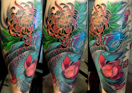 Tatouage japonais de carpe koi