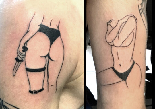 Tatouage noir femme trait fin