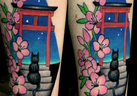 Tattoo coloré de chat