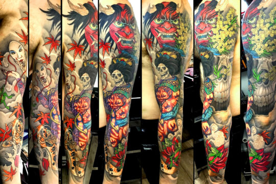 Tatouage japonais de crâne et tête de mort