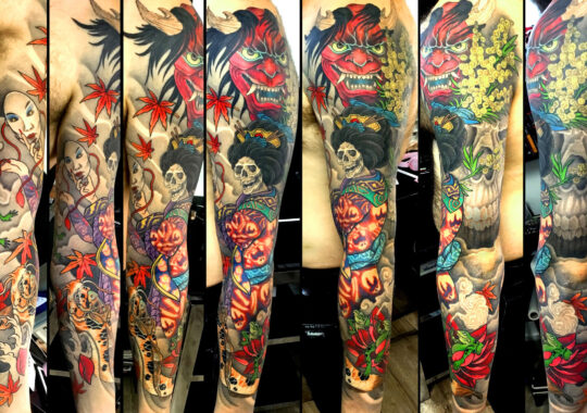 Tatouage japonais de crâne et tête de mort