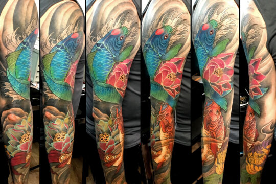 Tatouage japonais carpe sur le bras