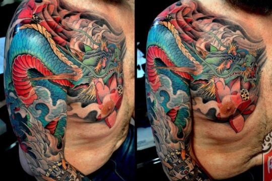 Tatouage japonais de dragon par un tatoueur à Aix-en-Provence
