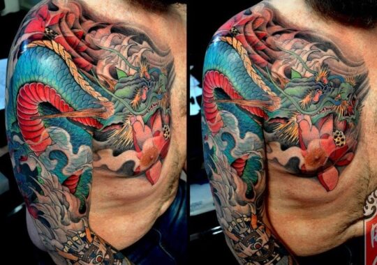 Tatouage japonais de dragon par un tatoueur à Aix-en-Provence