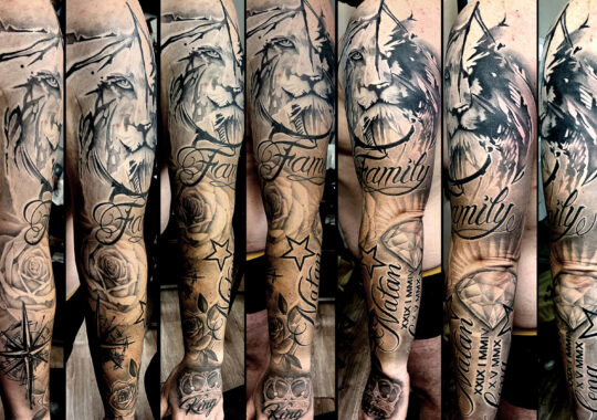 Tatouage réaliste de lion